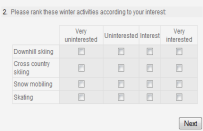 Conditional branching survey sample